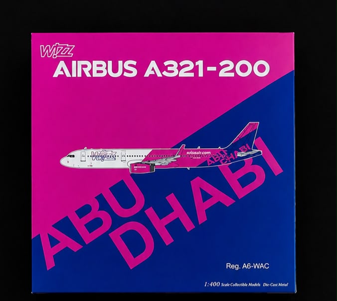 Wizz Abu Dhabi Airbus A321-200 A6-WAC 1/400 Scale Diecast Model NGModels