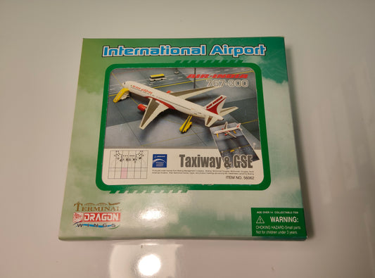 Air India Boeing B767-300 G-CDPT with Taxiway and GSE 1/400 Diecast Scale Model Dragon Wings