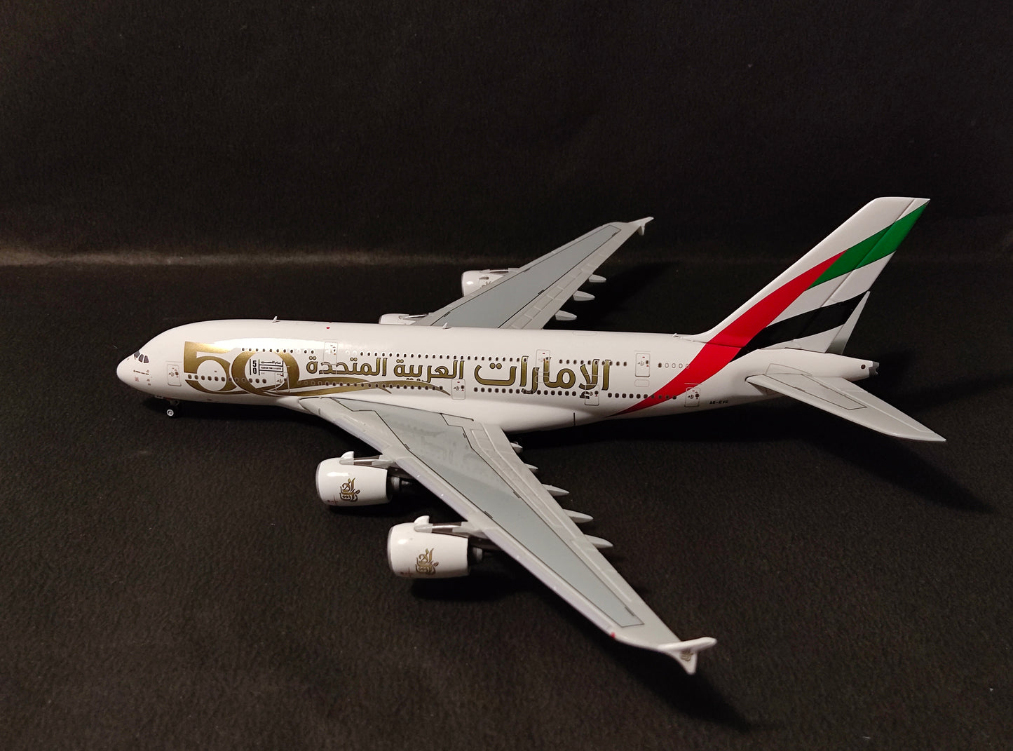 Emirates Airbus A380-800 A6-EVG (UAE 50th Livery) 1/400 Diecast Scale Model GeminiJets