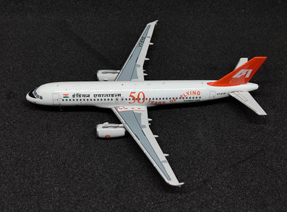 Indian Airlines Airbus A320-231 (50 years of flying livery) VT-EYE 1/400 diecast Aircraft Scale Model PandaModel